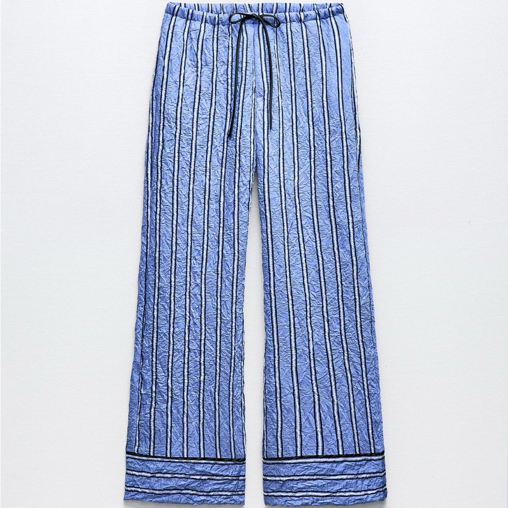Zara wrinkle effect striped pajamas S